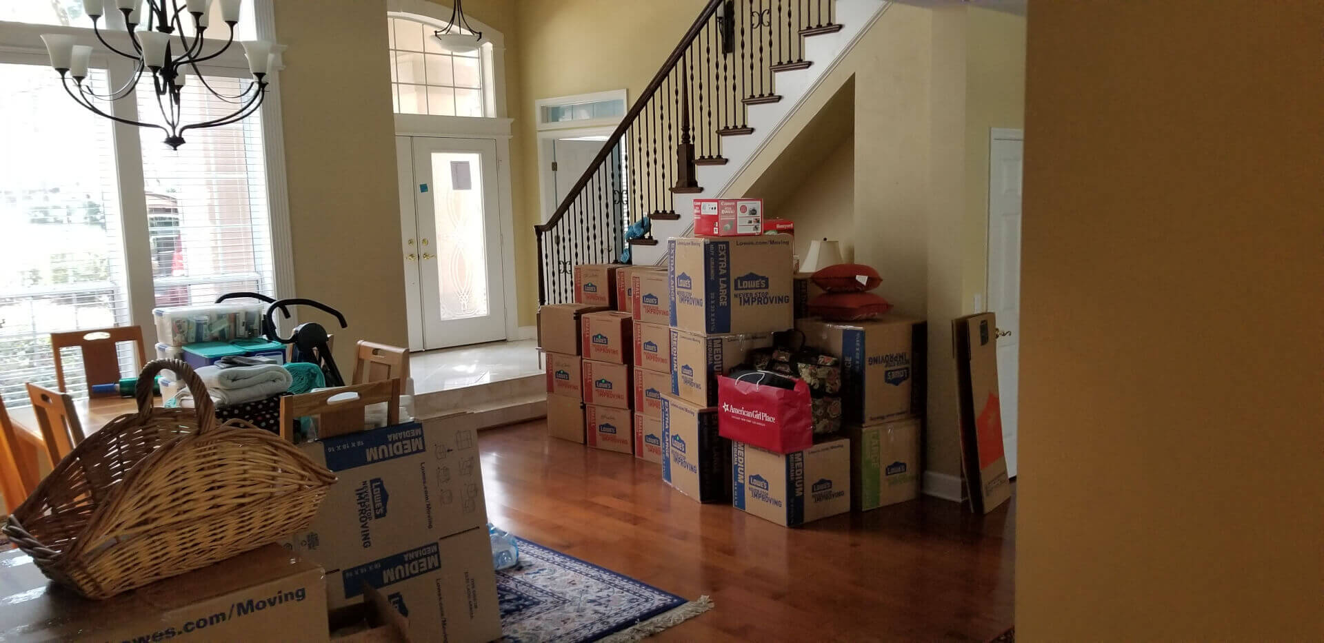 An image of packed boxes in a house ready for move.
